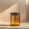 Amber Glass Jar with Black Lid 200 ml– Reusable Storage Container for Candles, Skincare, Herbs & Essential Oils