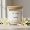 Vanilla Scented Candle in Clear Glass Jar with Bamboo Lid – 200 ml