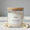 Sandalwood Scented Candle in Clear Glass Jar with Bamboo Lid – 200 ml