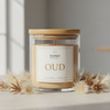 Oud Scented Candle in Clear Glass Jar with Bamboo Lid – 200 ml